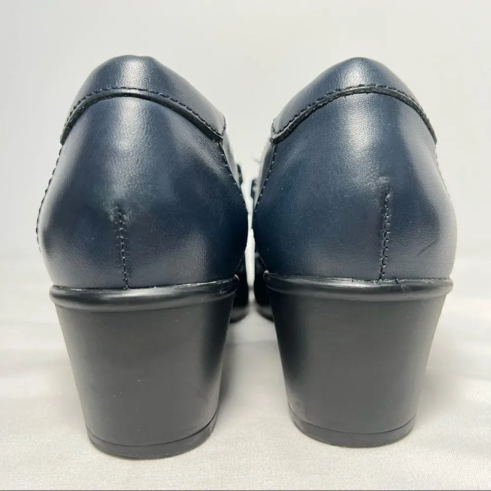 Clarks Collection Genette Harper Leather Ankle Booties Navy Blue Womens‎ 5.5